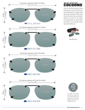 solar shield clip on sunglasses size chart.